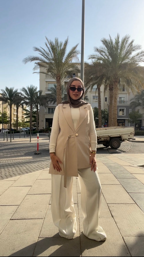 beige Blazer Vest