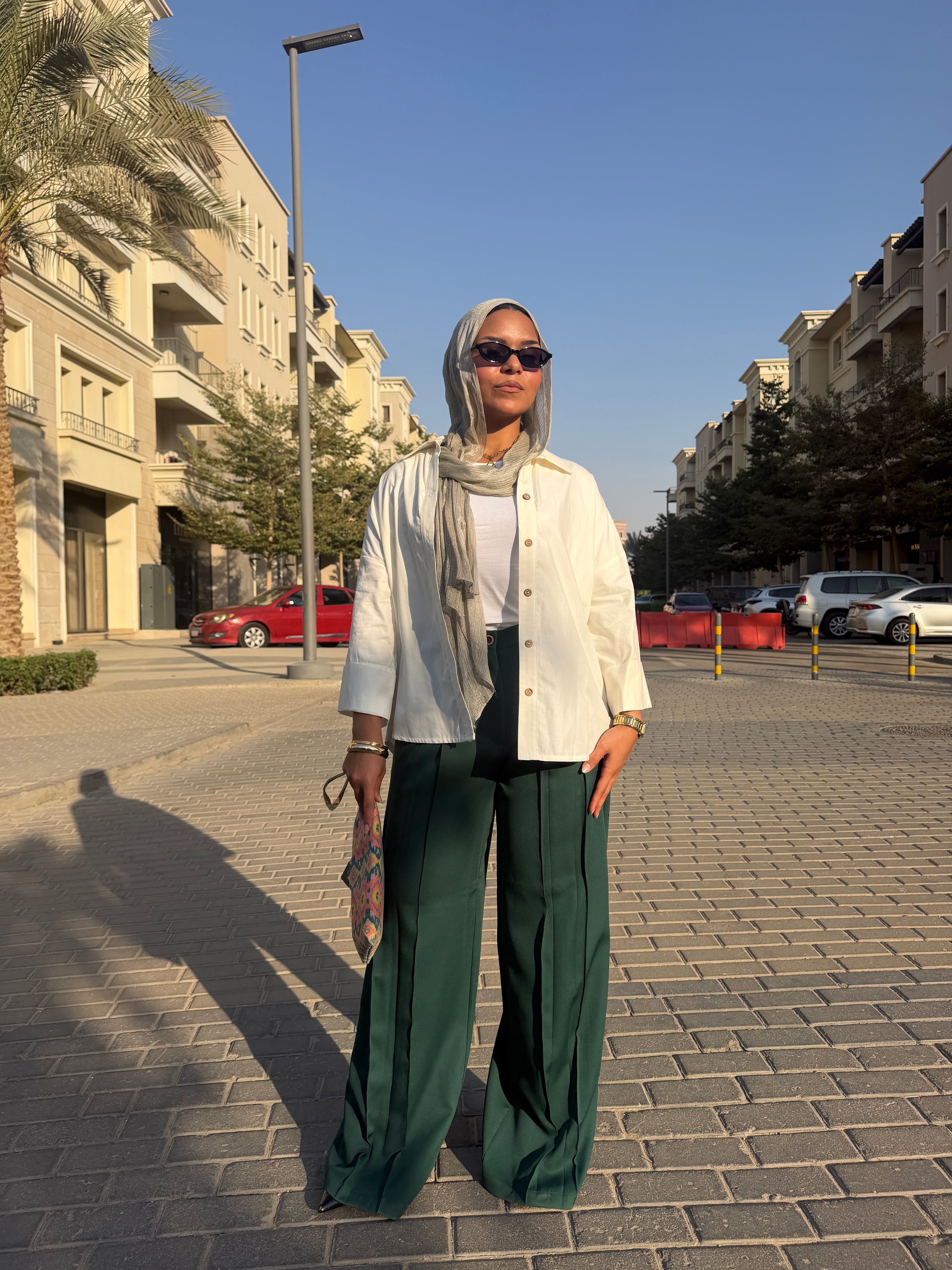 Wide Leg Pants — Dark Green