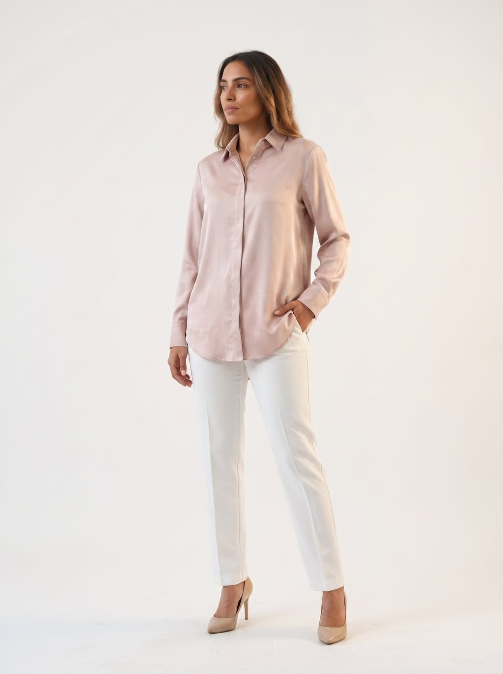 Blush Satin Shirt