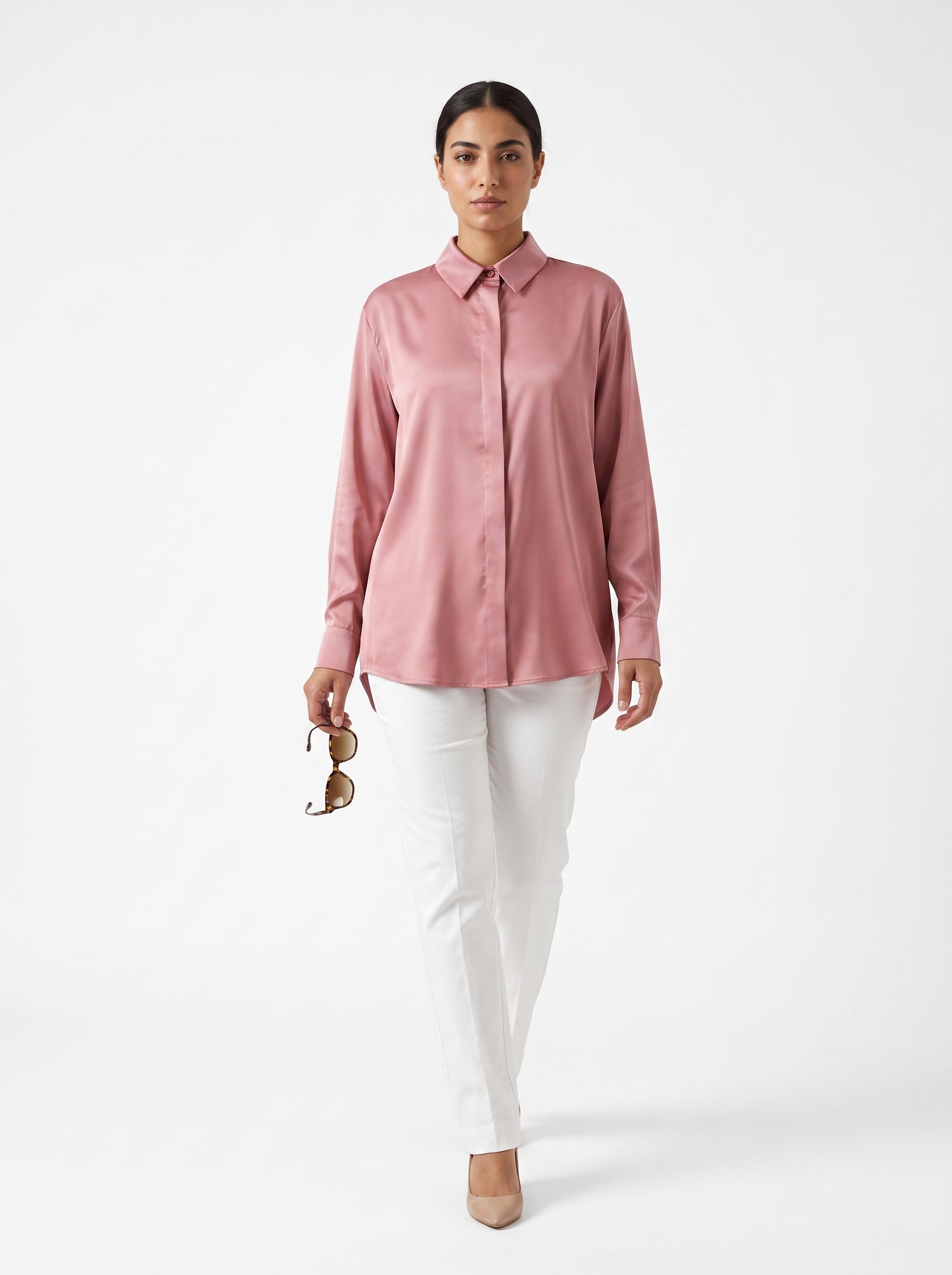 Dusty Rose Satin Shirt