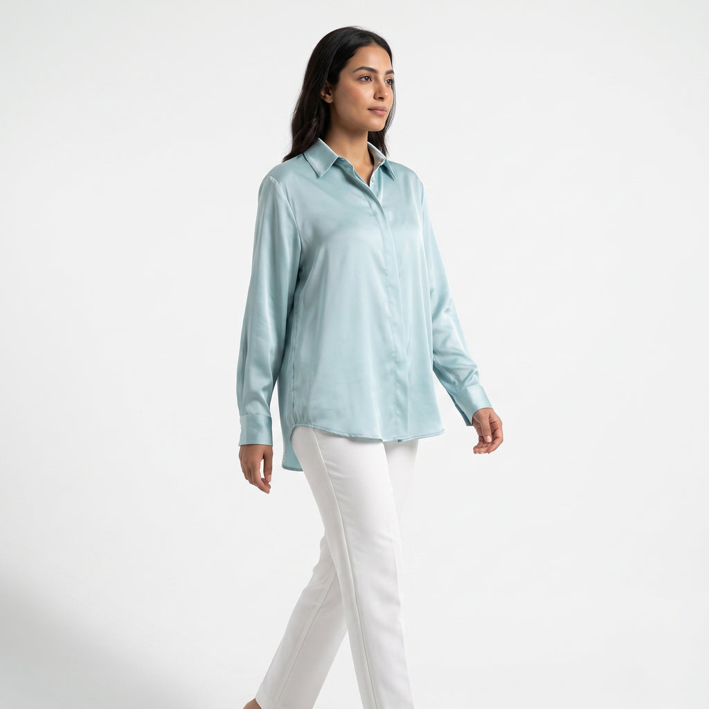 Light Blue Satin Shirt